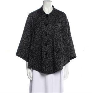 Sandro Cape Jacket Leopard Print Size Small Black Grey
